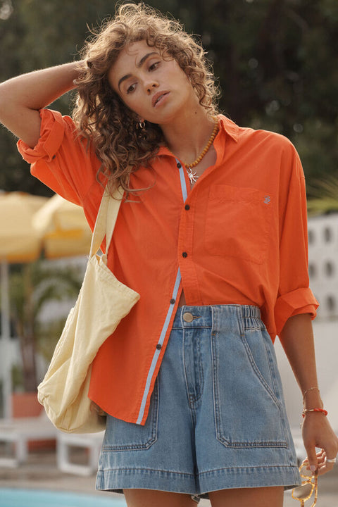 Peta Oversized Shirt Flame - Willow Collective Mudgee