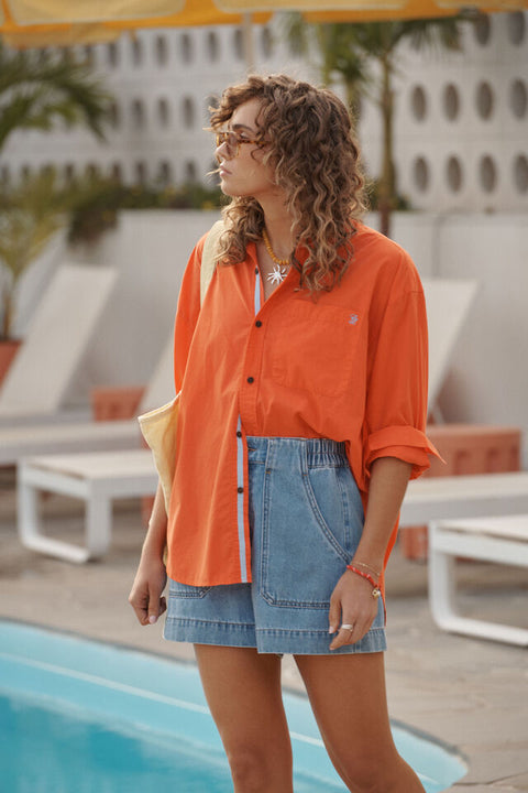 Peta Oversized Shirt Flame - Willow Collective Mudgee
