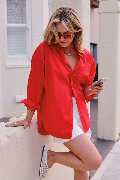 Peta Oversised Shirt Red