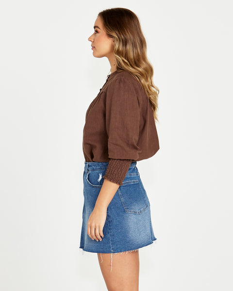 Roxy Shirred Cuff Blouse