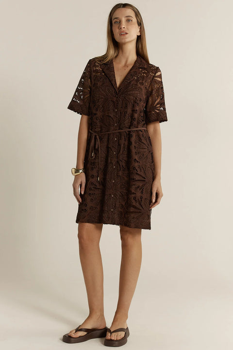 Elara Broderie Shirt Dress