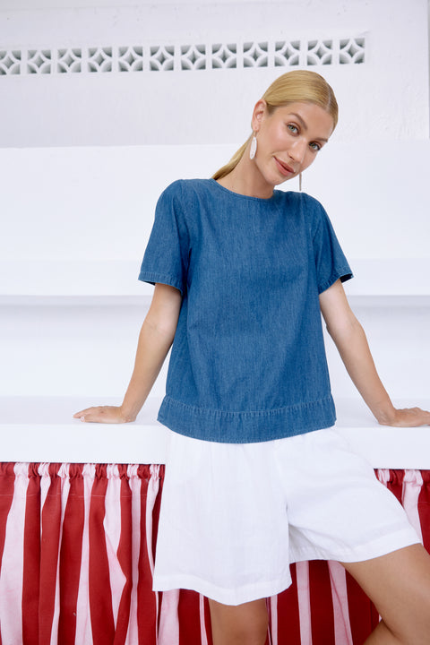Melenia Denim Top