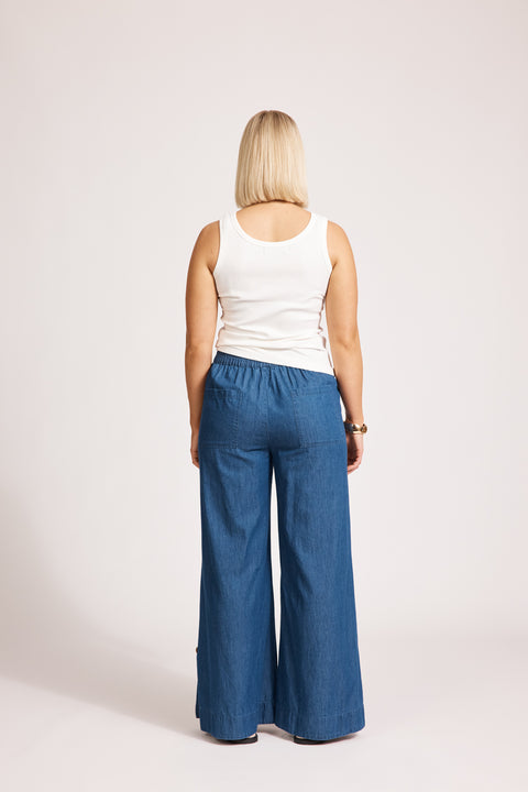 Melenia Denim Split Pant