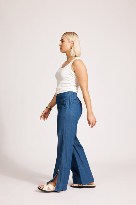 Melenia Denim Split Pant