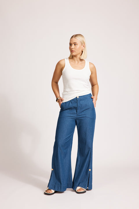 Melenia Denim Split Pant