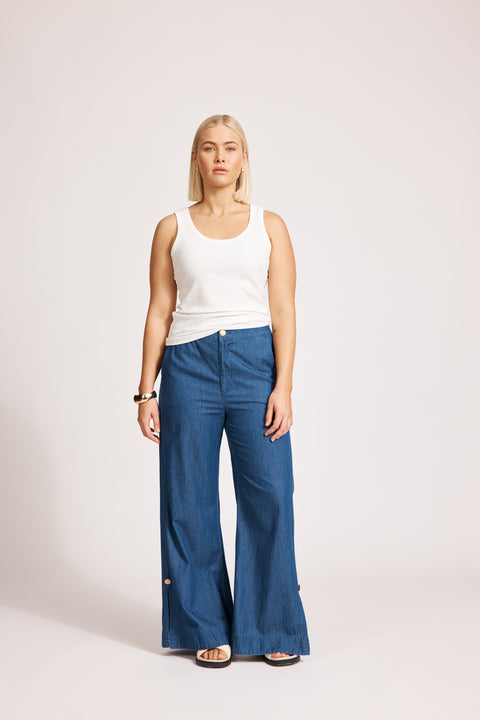 Melenia Denim Split Pant