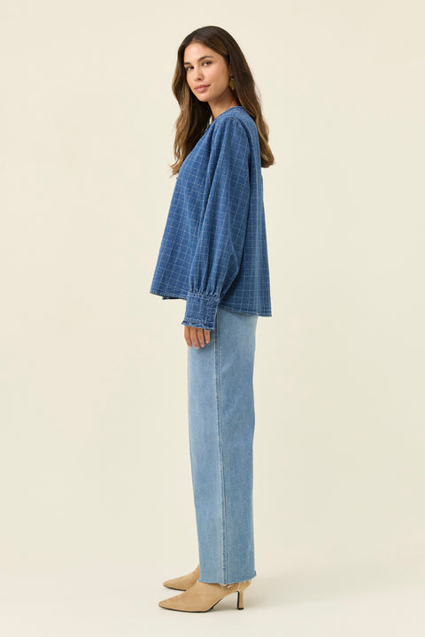 Sloane Denim Frill Shirt - Willow Collective Mudgee