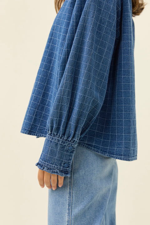 Sloane Denim Frill Shirt - Willow Collective Mudgee