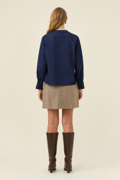 Sloane Denim Frill Shirt - Willow Collective Mudgee