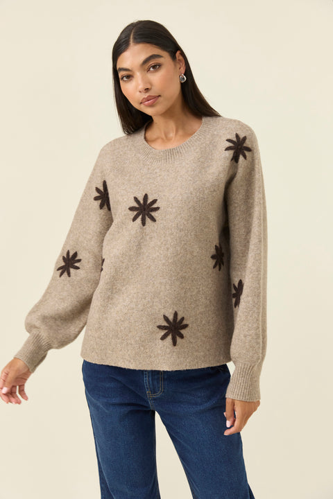 Miru Stitch Flower Jumper - Willow Collective Mudgee