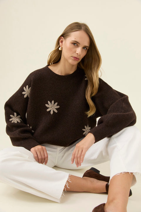 Miru Stitch Flower Jumper - Willow Collective Mudgee