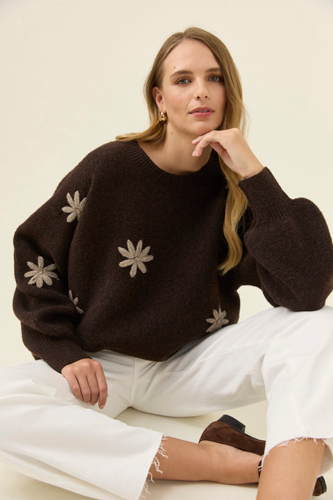 Miru Stitch Flower Jumper - Willow Collective Mudgee