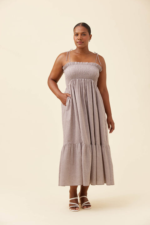 Lyndell Shirred Maxi Dress - Willow Collective Mudgee