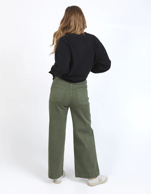 Sarah Wide Leg Jean Washed Green