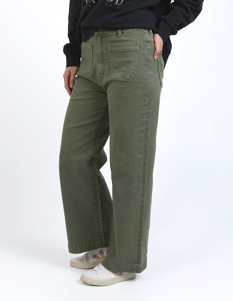 Sarah Wide Leg Jean Washed Green