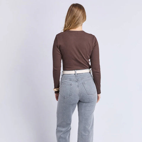 Scoop L/S Rib Chocolate - Willow Collective Mudgee