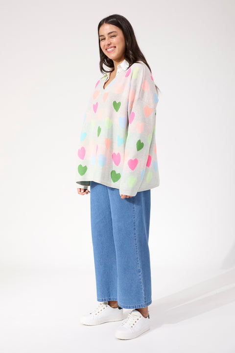 Alaska Relaxed Heart Jumper - Willow Collective Mudgee