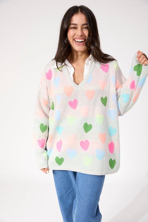 Alaska Relaxed Heart Jumper - Willow Collective Mudgee
