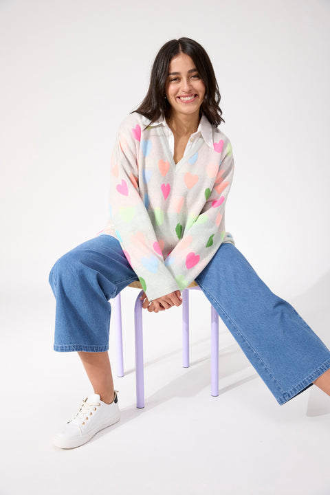 Alaska Relaxed Heart Jumper - Willow Collective Mudgee