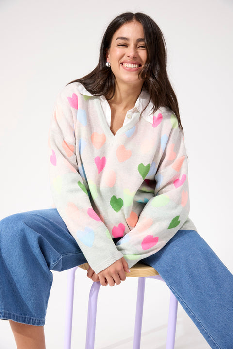 Alaska Relaxed Heart Jumper - Willow Collective Mudgee