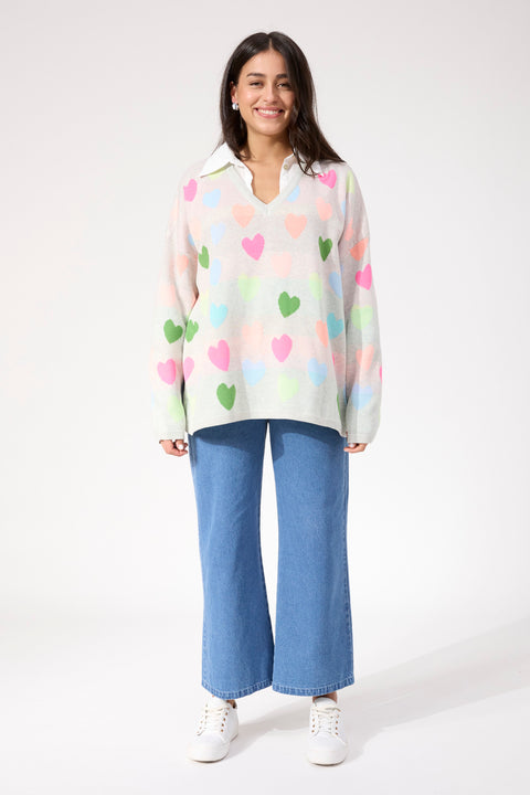 Alaska Relaxed Heart Jumper - Willow Collective Mudgee