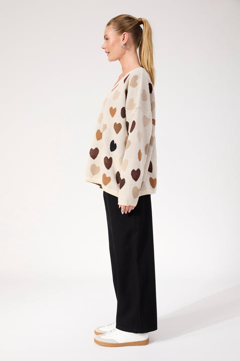 Alaska Relaxed Heart Jumper - Willow Collective Mudgee