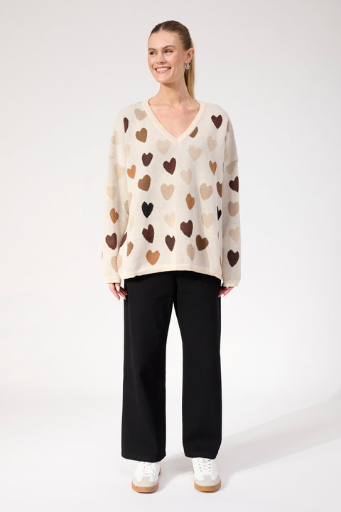 Alaska Relaxed Heart Jumper - Willow Collective Mudgee