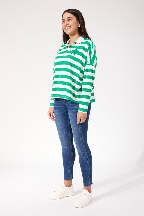 Columbus Stripe Polo Top - Willow Collective Mudgee