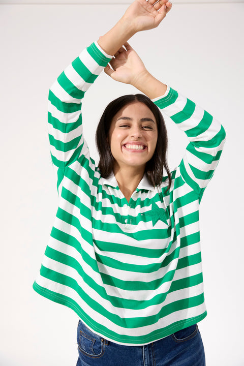 Columbus Stripe Polo Top - Willow Collective Mudgee