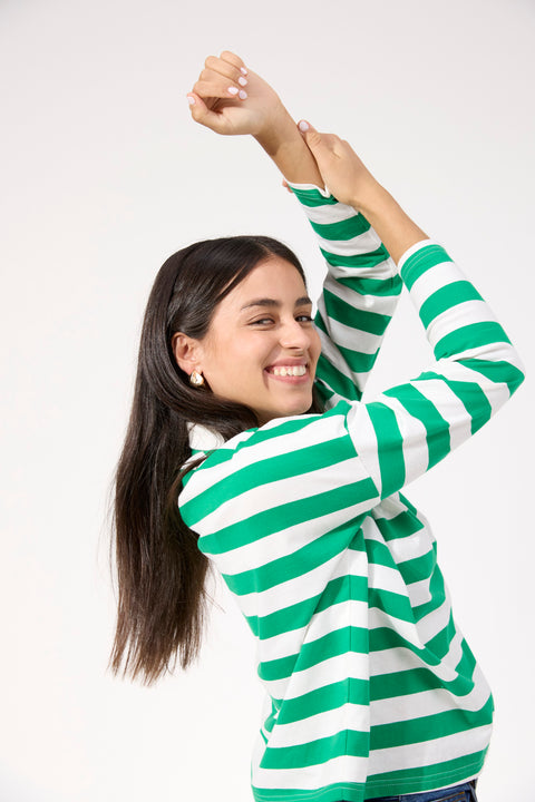 Columbus Stripe Polo Top - Willow Collective Mudgee
