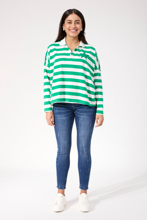 Columbus Stripe Polo Top - Willow Collective Mudgee