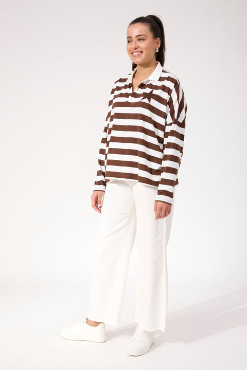 Columbus Stripe Polo Top - Willow Collective Mudgee
