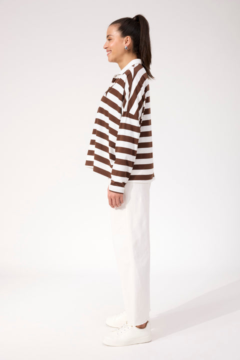 Columbus Stripe Polo Top - Willow Collective Mudgee