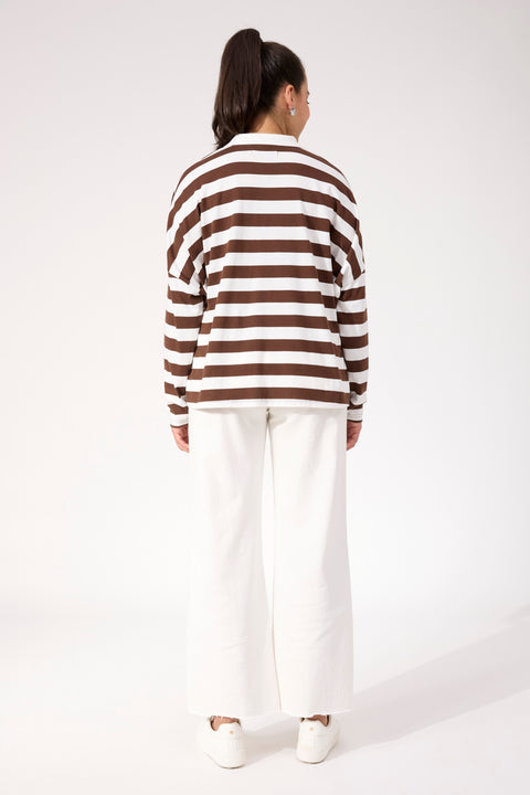 Columbus Stripe Polo Top - Willow Collective Mudgee