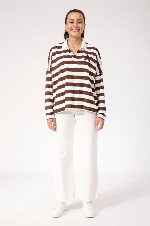 Columbus Stripe Polo Top - Willow Collective Mudgee