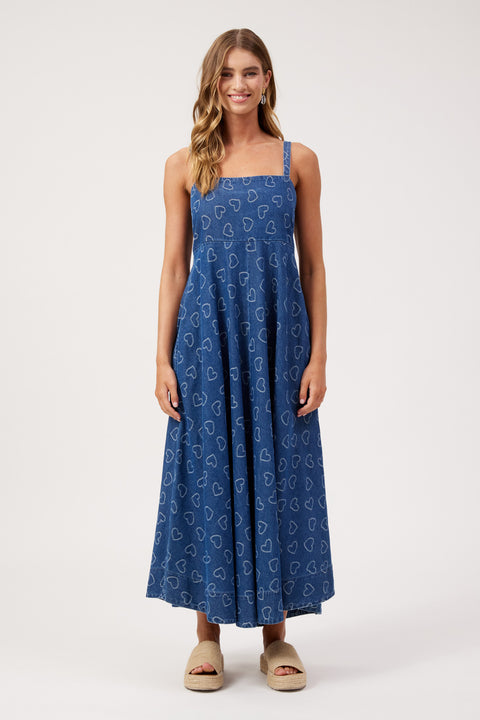 Sicily Heart Denim Tank Maxi