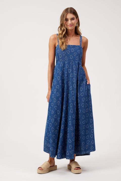 Sicily Heart Denim Tank Maxi