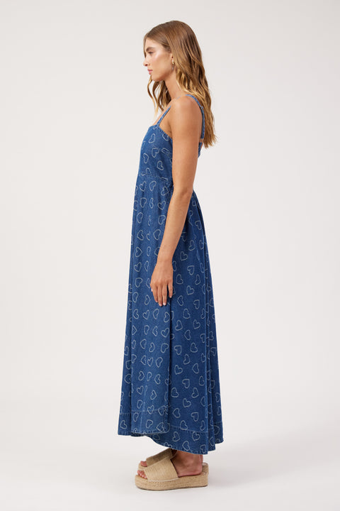 Sicily Heart Denim Tank Maxi