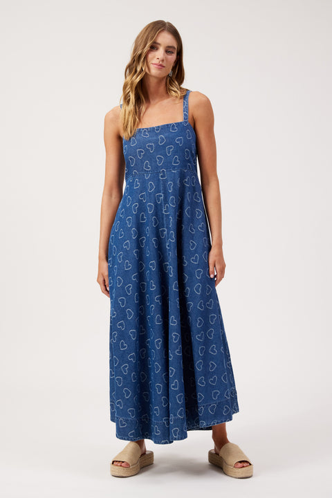 Sicily Heart Denim Tank Maxi