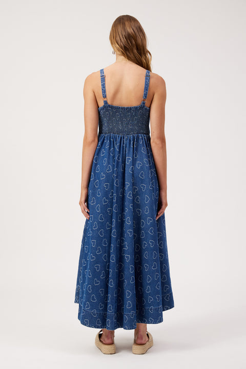 Sicily Heart Denim Tank Maxi