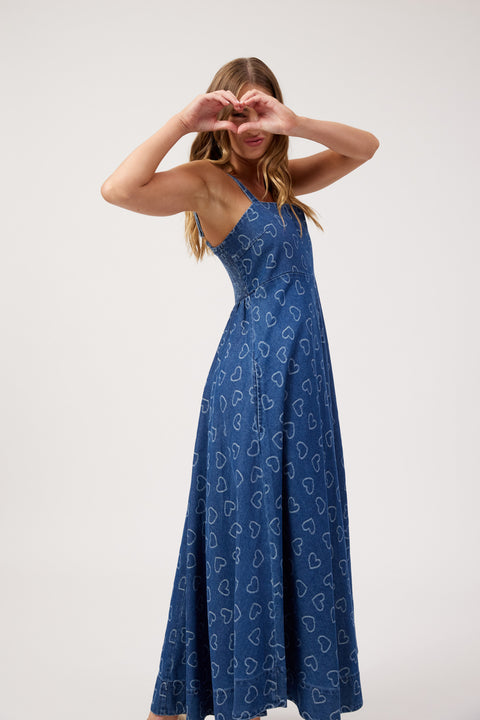 Sicily Heart Denim Tank Maxi