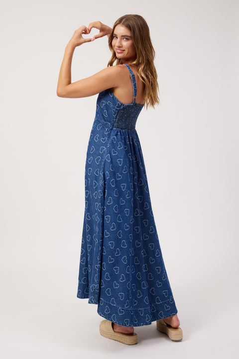 Sicily Heart Denim Tank Maxi