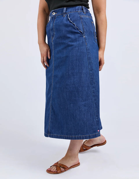 Scallop Edge Denim Skirt