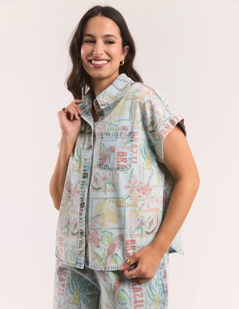 Jade Printed Denim Shirt