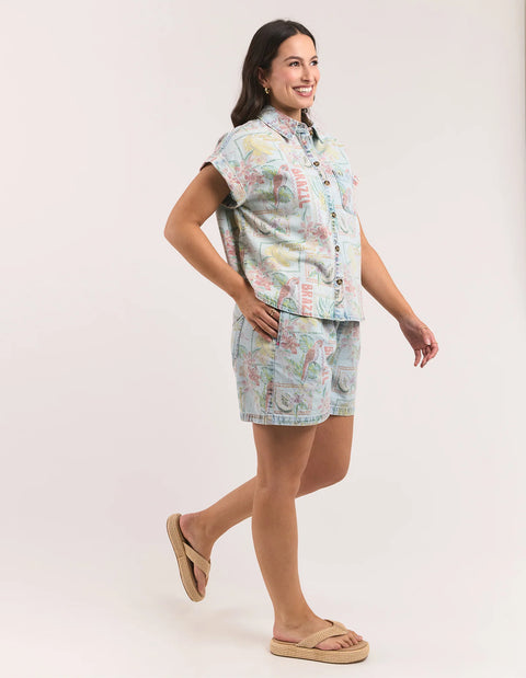 Jade Printed Denim Shirt