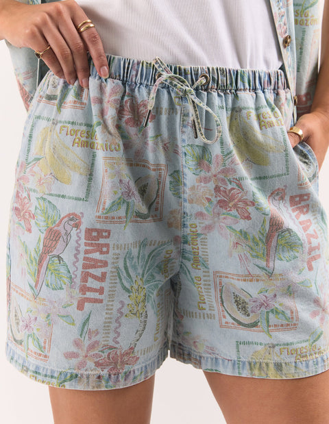 Jade Printed Denim Short