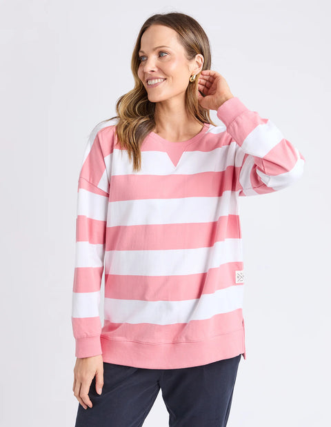 Billie Block Stripe Crew Charm Pink