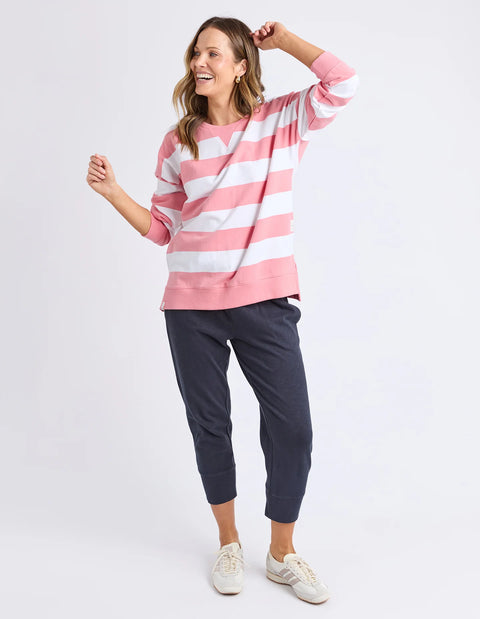 Billie Block Stripe Crew Charm Pink