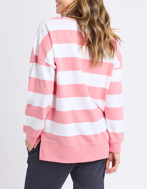 Billie Block Stripe Crew Charm Pink