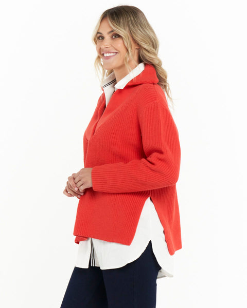 Bordeaux Collar Knit
